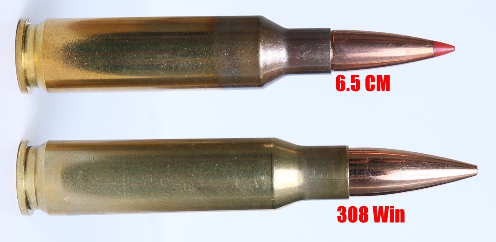 Photo compairing the 6.5 Creedmoor vs 308 Winchester bullets